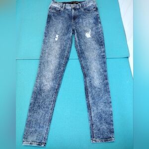 Express Womens Legging High Rise Jeans Distressed Ripped Acid Wash 4R